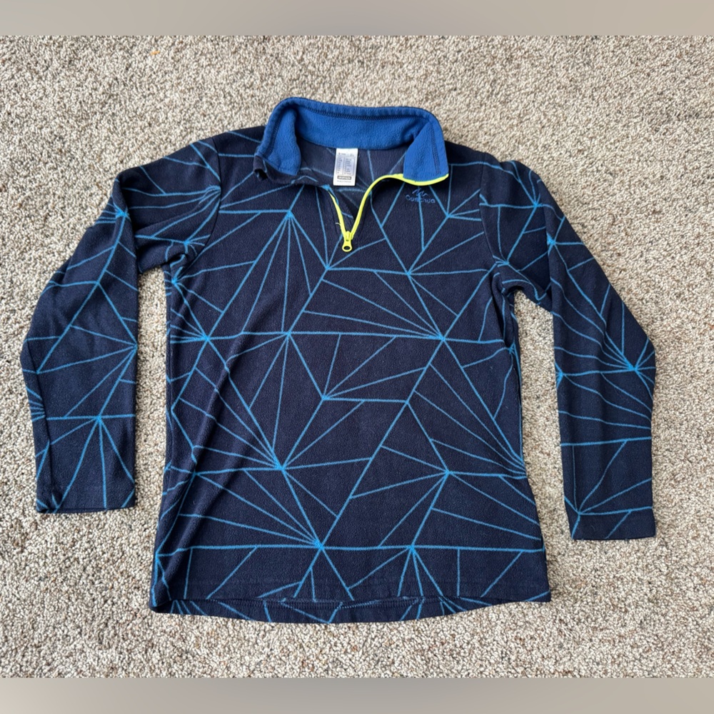 Navy Geometric Quarter-Zip Pullover fleece with Blue Accents
